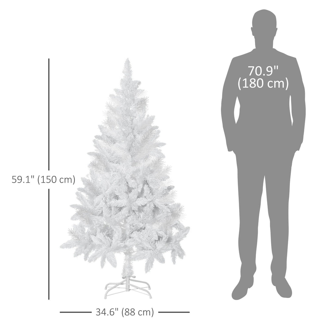 5ft Artificial Christmas Tree With Pine Realistic Branches, Auto Open, For Indoor Decoration, White EX-STOCK Canada 