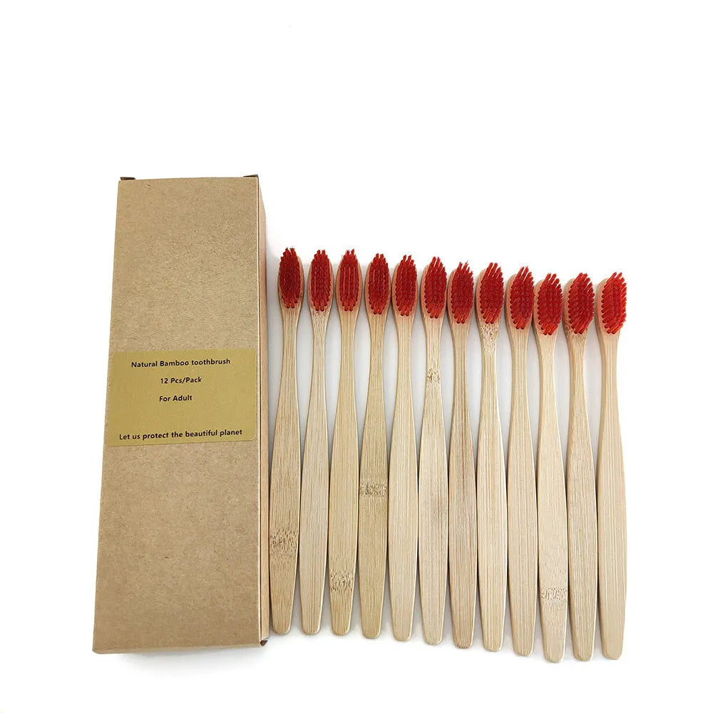 Eco friendly 12 Bamboo toothbrushes - EX-STOCK CANADA