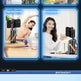 A promotional collage for the JLA1 Cloud Eye V smartphone tripod. The top half shows four lifestyle scenes of people using the black and orange tripod for yoga, exercise, and live streaming.