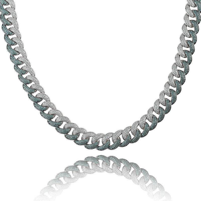 Emerald color men's large Cuban chain EX-STOCK Canada 