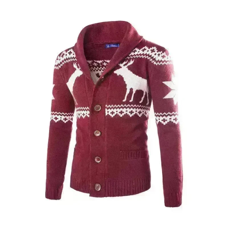 Men's fawn Deer Button Christmas cardigan sweater - EX-STOCK CANADA