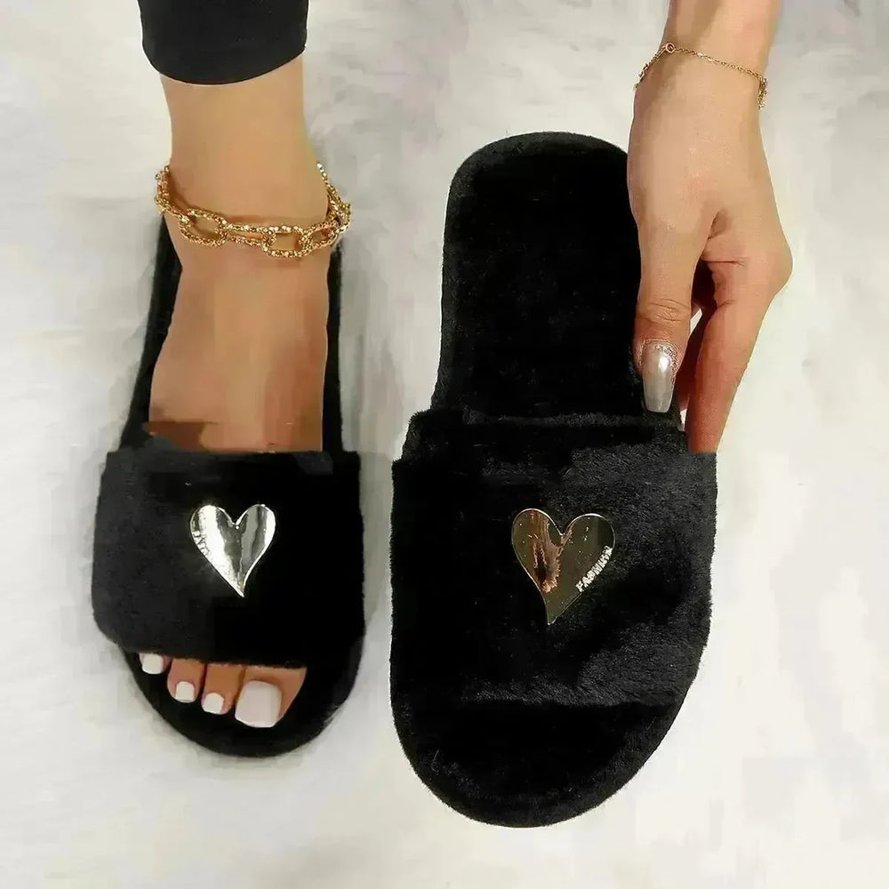 Fluffy Slipper Fall Winter Warm Home Fur Furry Slippers Women Plush Shoes Indoor House Fuzzy Flip Flops Female Padded Fleece Living Bedroom - EX-STOCK CANADA