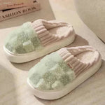 Plaid Plush Slippers Women's Indoor Plush Home Slippers Soft Sole Thick Non-Slip Warm House Shoes Couple Autumn And Winter