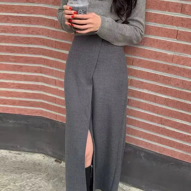 Formal Versatile Slit Long Split Skirt - EX-STOCK CANADA