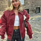 Oversized Fashion Zip-up Lapel Leather Jacket for women - EX-STOCK CANADA