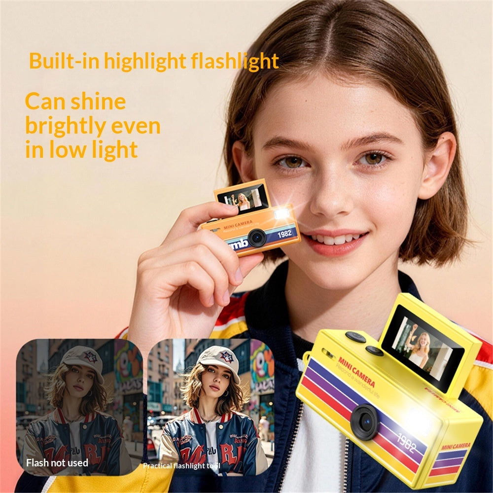 Retro Mini Thumb Camera – Kids Pocket Camera with Flip Screen, 9 Colors