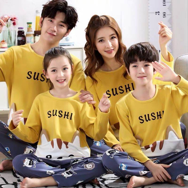 Parent-child Pajamas Cotton Long Sleeve Cartoon Children's Loungewear EX-STOCK