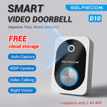 D10 Intelligent Wireless Doorbell Camera With Rechargeable Battery, Two-way Audio, 2.4G Wi Fi, APP Remote Intercom, Free Rolling Cloud Storage Built-in Battery EX-STOCK