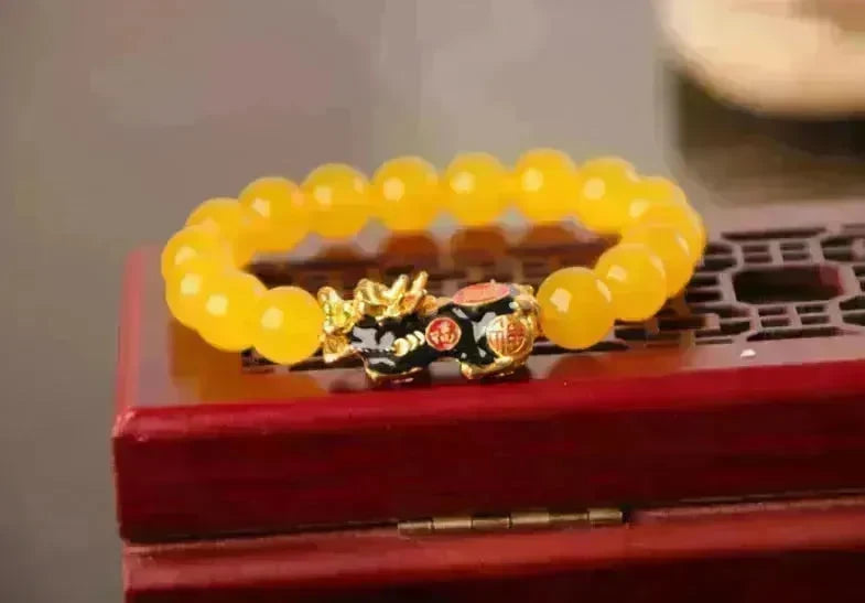3D Gold Plated PiXiu Crystal Beaded Bracelet - EX-STOCK CANADA
