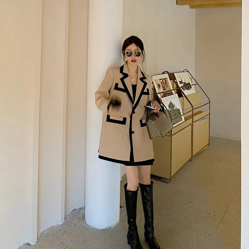 Stitching fashionable Street Blazer suit for women - EX-STOCK CANADA