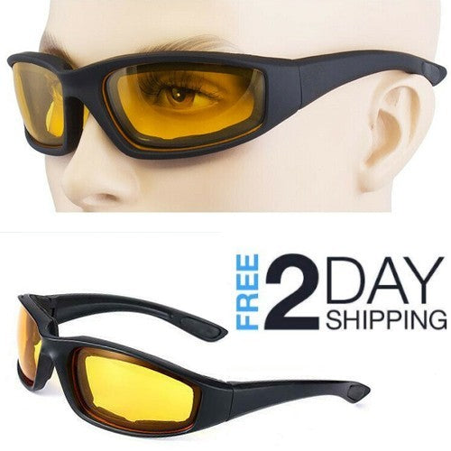 Cycling Sunglasses Chopper Outdoor Sports Glasses For Men Wrap Around UV400 Protection For Fishing Night Driving Glasses Wind Resistant Yellow Lens EX-STOCK