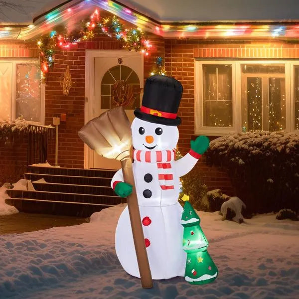 6.2FT Lighted Christmas Inflatable Decoration, Inflatable Snowman Holding Groom, Funny Blow Up Yard Decorations With Built-in LED Lights For Holiday Party Front Yard Lawn Garden Decor EX-STOCK Canada 