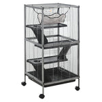 Large Metal 4 Tiers Small Animal Cage With Hammock, Removable Tray, Extra Space For Ferrets Chinchillas, Gray EX-STOCK