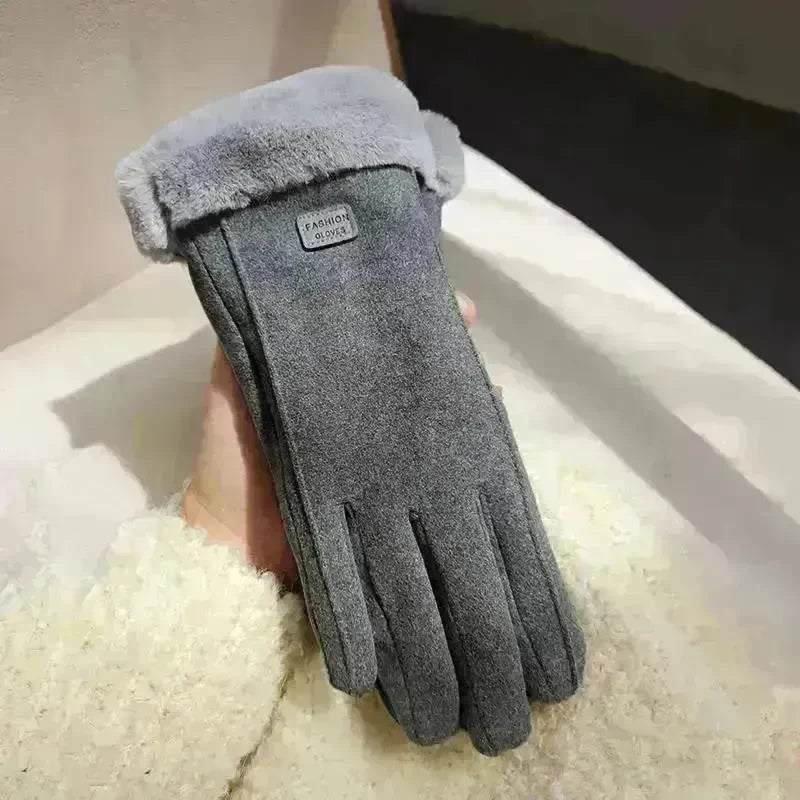 Fleece Lined Padded Warm Keeping Cute Suede Riding Gloves - EX-STOCK CANADA