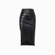 Front Split Leather Skirt Formal Office Work High Waist Sheath midi black Skirt - EX-STOCK CANADA