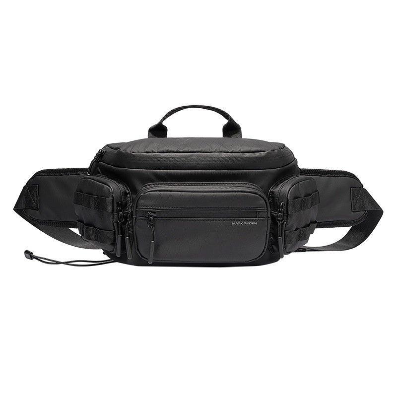 Black tactical waist bag on a white background
