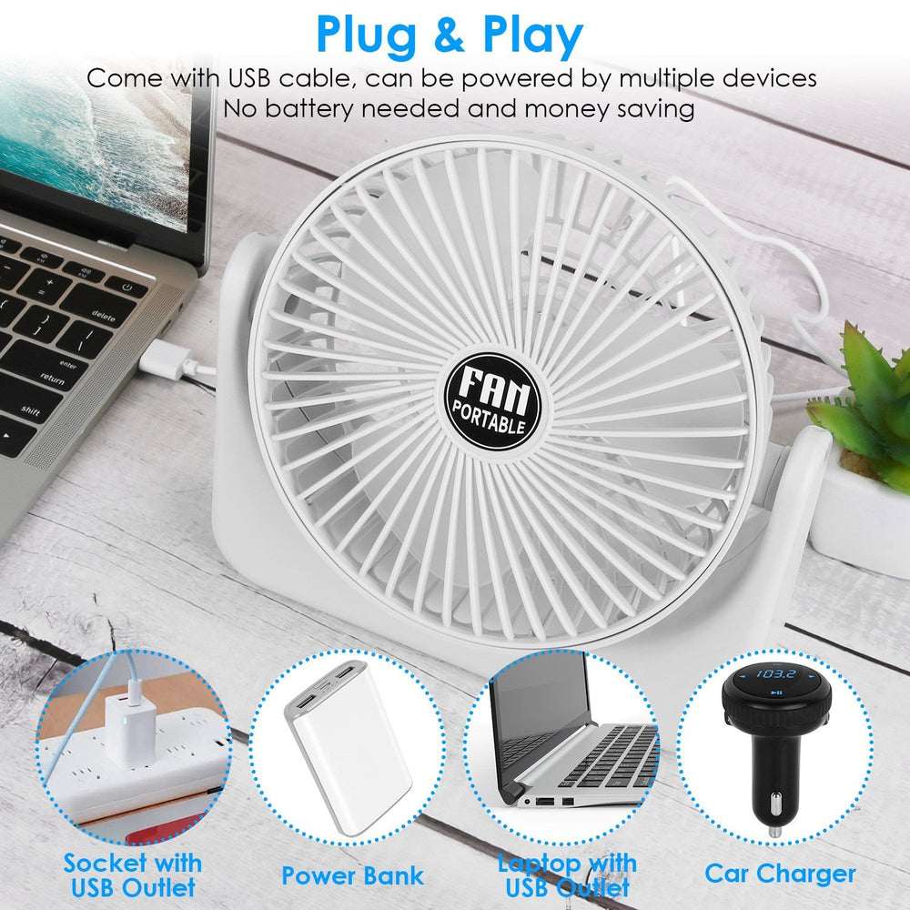 6.5in Desk Fan USB Powered 2 Speeds Table Cooling Fan Tilt Quiet Desktop Fan For Bedroom Office EX-STOCK