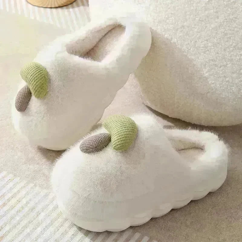 Cute Mushroom Cotton Slippers For Women Thick-soled Autumn And Winter Plush Slipper Indoor Non-slip Eva Household Furry Shoes - EX-STOCK CANADA