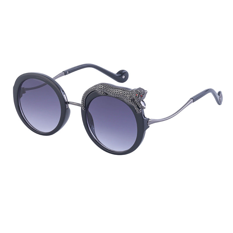 Women's Fashion Anti-blue Light With Diamonds Large Frame Sunglasses 