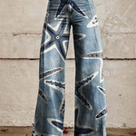 Women's Wide-leg Pants Fashion High Waist Casual Trousers 3D Printing 