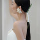 Bridal Beautiful Flowers Handmade Beaded Pearl Earrings - EX-STOCK CANADA