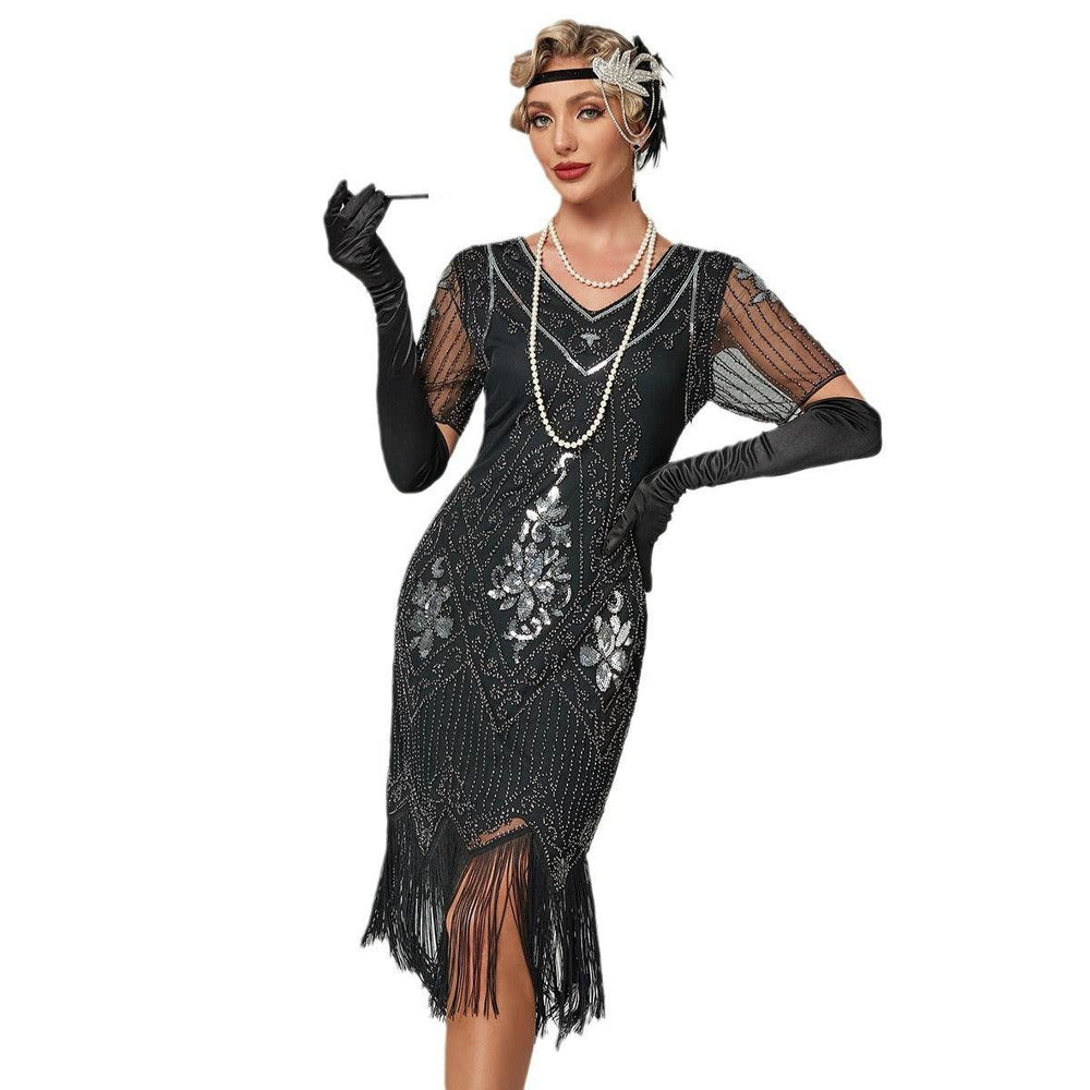 Handmade Embroidery Beads Sequin Tassel Fringed Dress - EX-STOCK Canada