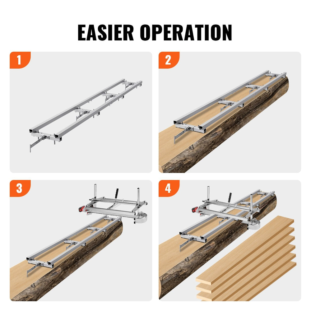 Rail Mill Guide System, 9 Ft Milling Guide, 4 Crossbar Kits Chainsaw Mill Rail Guide, Aluminum Adjustable Saw Mill Rail System Work With Chainsaw Mills For Builders And Woodworkers EX-STOCK