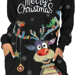 Women's Long-sleeved Christmas Hoodie Sweatshirt Dress Winter - EX-STOCK CANADA