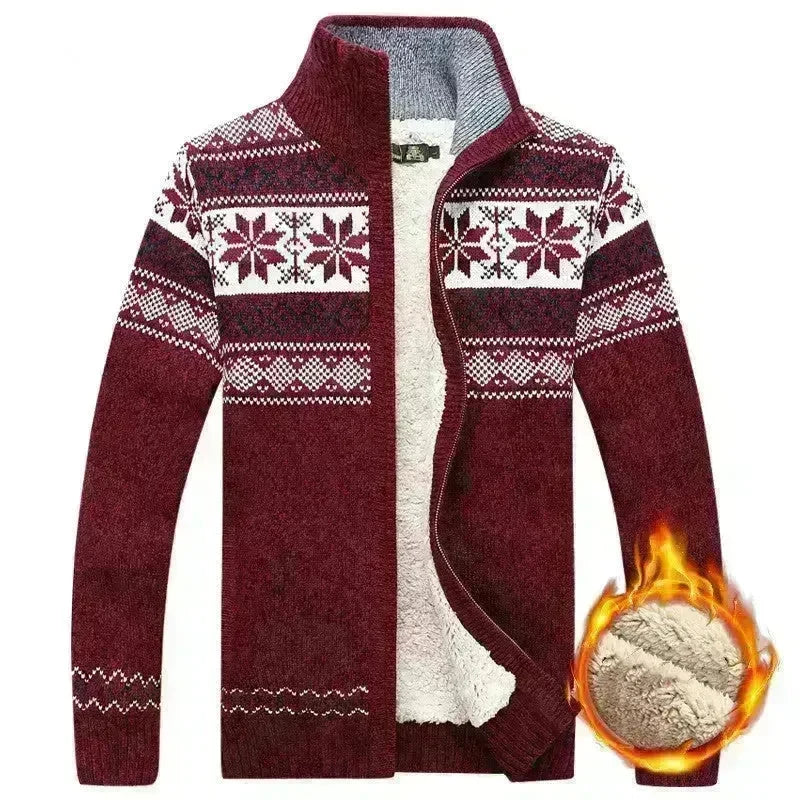 Men's Sweater Warm Velvet Sweatercoat Winter Wool Cardigan Male Casual Thicken Warm Fleece Christmas Sweater For Man - EX-STOCK CANADA