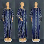 Middle East Striped Loose Robe African Dubai Arabic Satin Hot Drilling Stitching Abaya Buba Dress - EX-STOCK CANADA