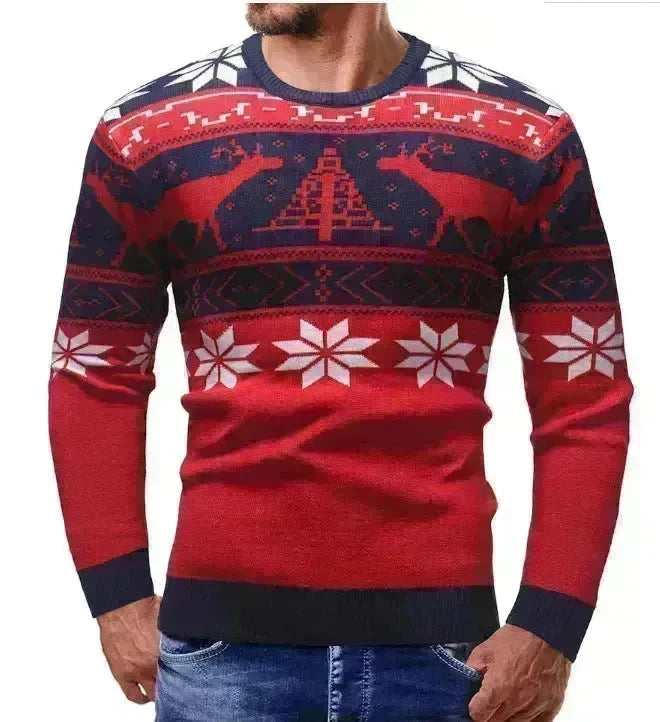 Christmas fawn deer Knit Cashmere sweater for men - EX-STOCK CANADA