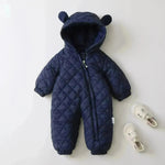 Hooded Fleece-lined Thick Baby Winter Romper Puffer Overall Jumpsuit - EX-STOCK CANADA