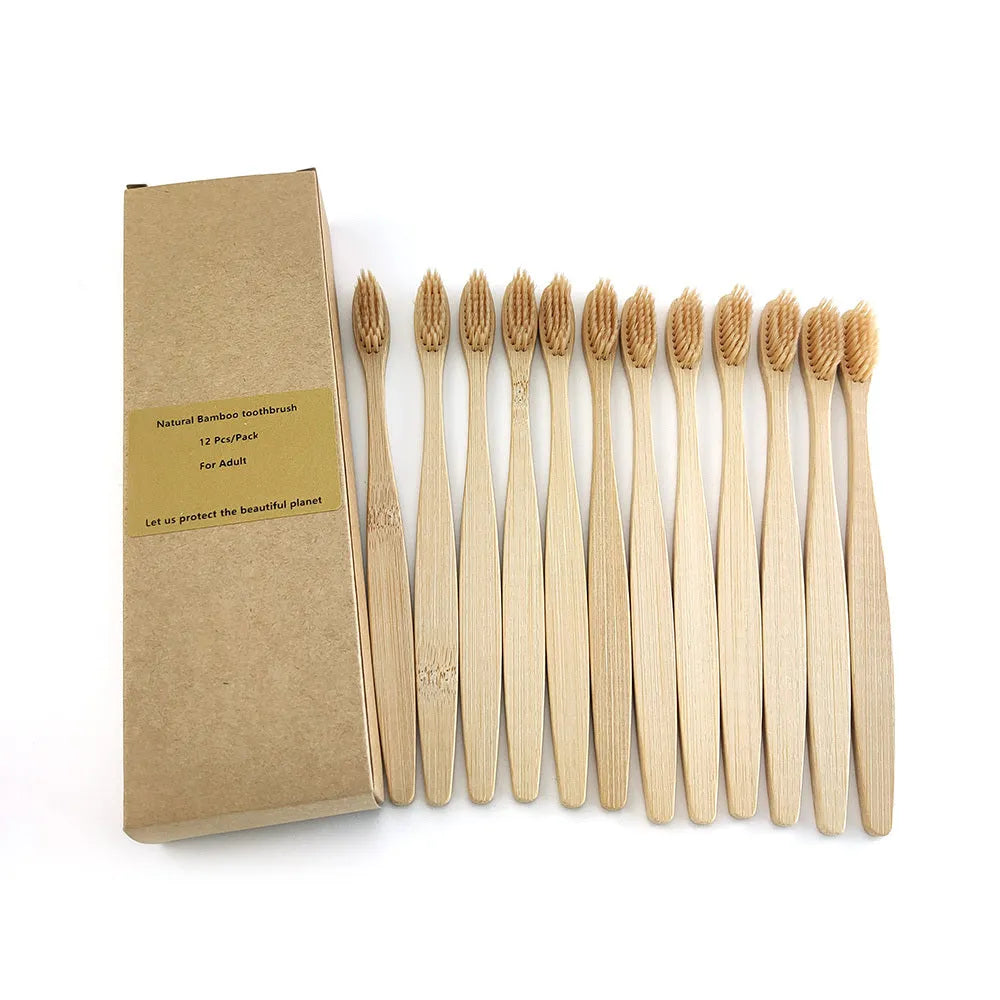 Eco friendly 12 Bamboo toothbrushes - EX-STOCK CANADA