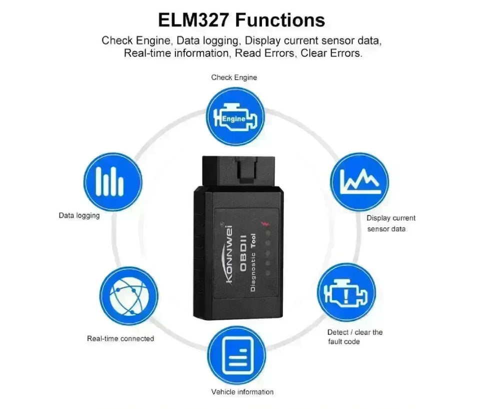 KONNWEI KW910 full protocol ELM327 OBD2 vehicle fault diagnostic Scanner detector tool - EX-STOCK CANADA