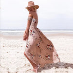 Elegant Ladies Summer Boho Vacation Resort Slit Maxi dress off shoulder Long floral Beach summer slit dress - EX-STOCK CANADA