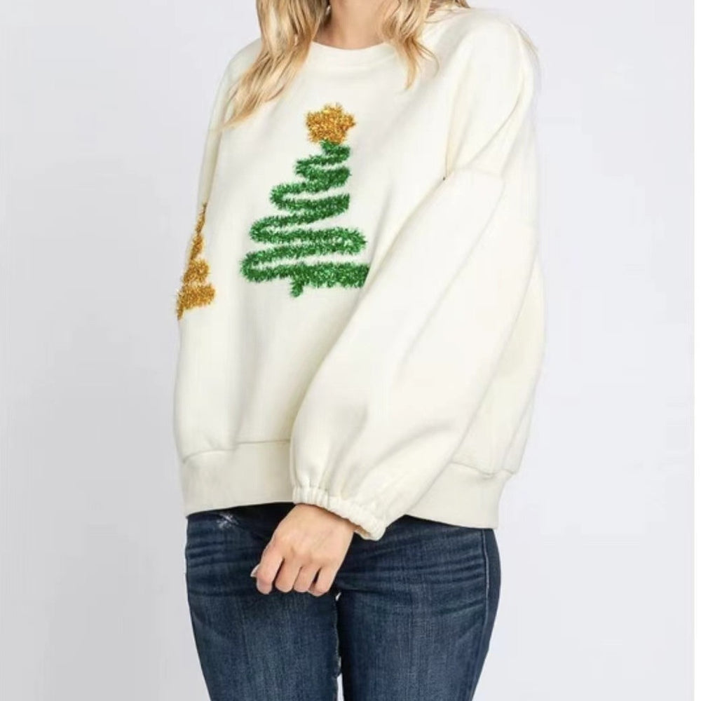 Women's Christmas Tree Casual Pullover Long Sleeve Sweater EX-STOCK Canada 