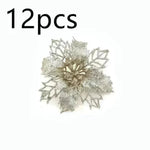 Glitter Artifical Christmas Flowers Christmas Tree Decorations For Home Fake Flowers Xmas Ornaments New Year Decor - EX-STOCK CANADA