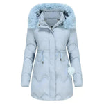 Autumn Winter Fur Collar Algodón Long Winter Chaqueta para mujeres