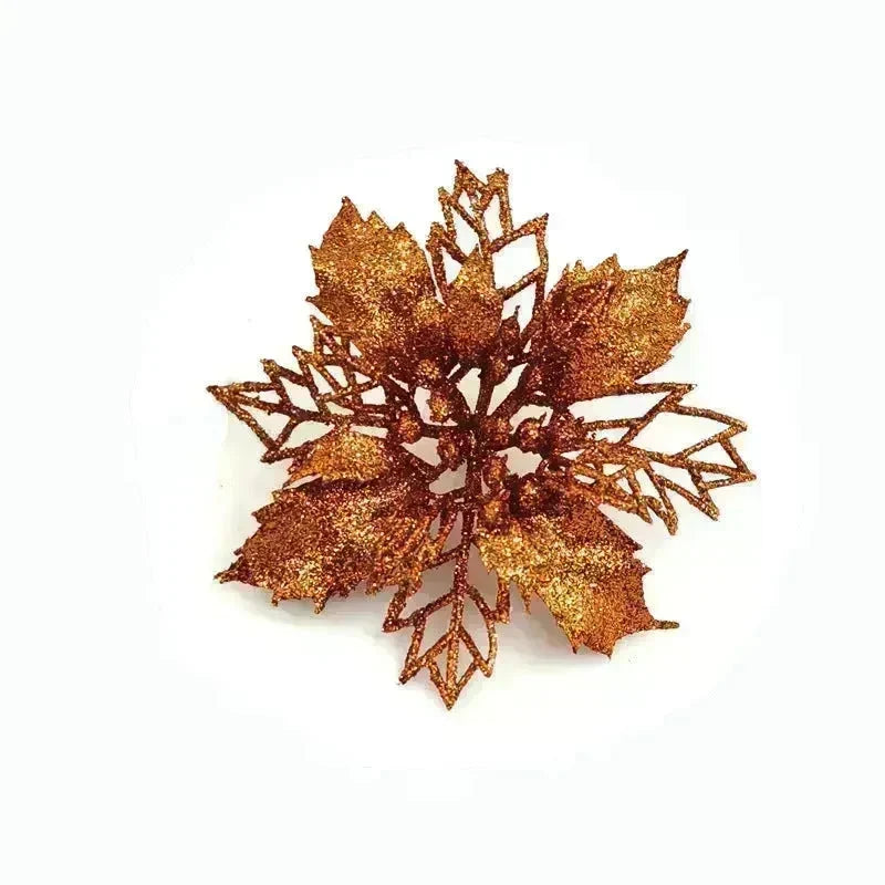 Glitter Artifical Christmas Flowers Christmas Tree Decorations For Home Fake Flowers Xmas Ornaments New Year Decor - EX-STOCK CANADA