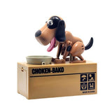 Dog-shaped mechanical bank with 'CHOKEN-BAKO' branding on a white background