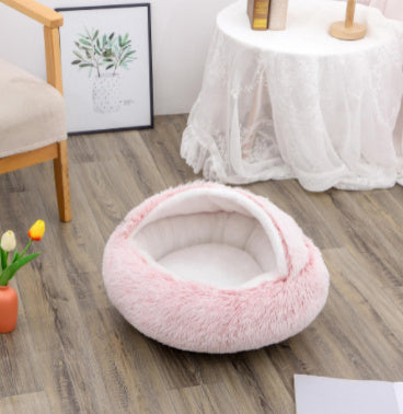 2 In 1 Dog And Cat Bed Pet Winter Bed Round Plush Warm Bed House Soft Long Plush Pets Bed Pet Products EX-STOCK Canada 
