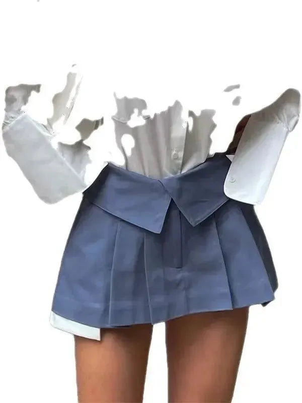 European And American Style College Style High Waist Mini Pleated Skirt - EX-STOCK CANADA