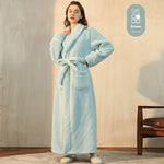 Autumn And Winter Thickened Cotton Velvet Nightgown Men's Winter Plus-sized Plus Size Light Luxury Couple Bathrobe Women's Extended Pajamas