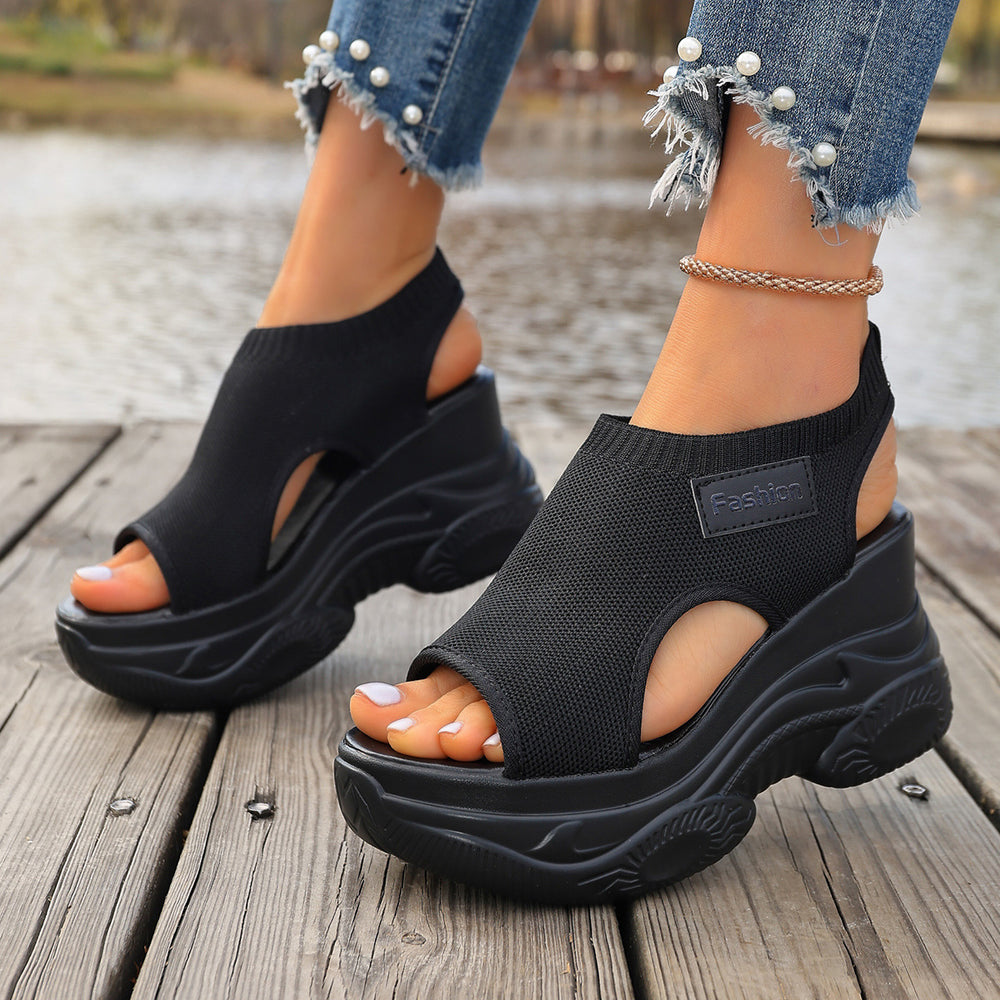 Summer Fishmouth Chunky Wedge Sandals Women's Casual Breathable Footwear Daily Shoes 