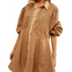 Women's Long Lantern Sleeve Button Denim Dress - EX-STOCK CANADA