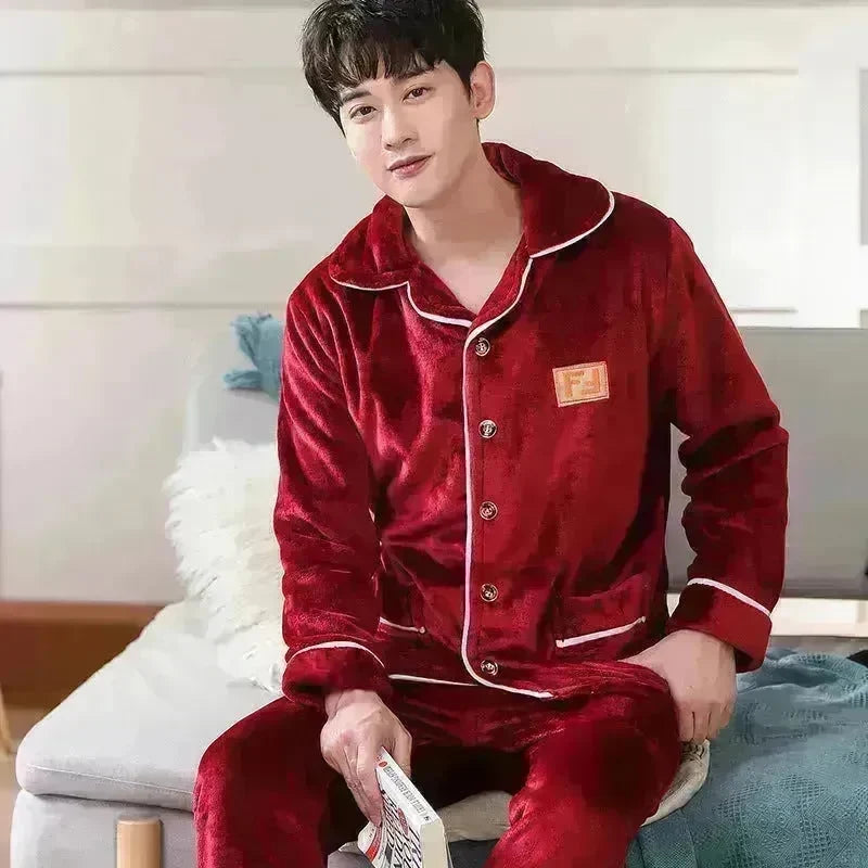 Flannel warm and thickened men's pajamas - EX-STOCK CANADA