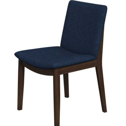 Laura Blue Linen Solid Wood Dining Chair  Set Of 2 Mid-Century Modern Style EX-STOCK