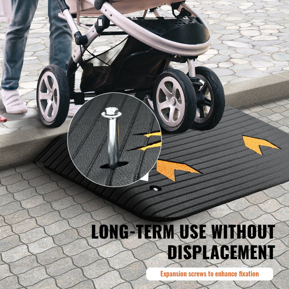 Upgraded Rubber Threshold Ramp, 3.5 Rise Door Ramp With 1 Channel, Natural Rubber Car Ramp With Non-Slip Textured Surface, 33069 Lbs Load Capacity Curb Ramp For Wheelchair And Scooter EX-STOCK