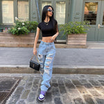 Women Street style Ripped Denim Jeans Pant Low rise