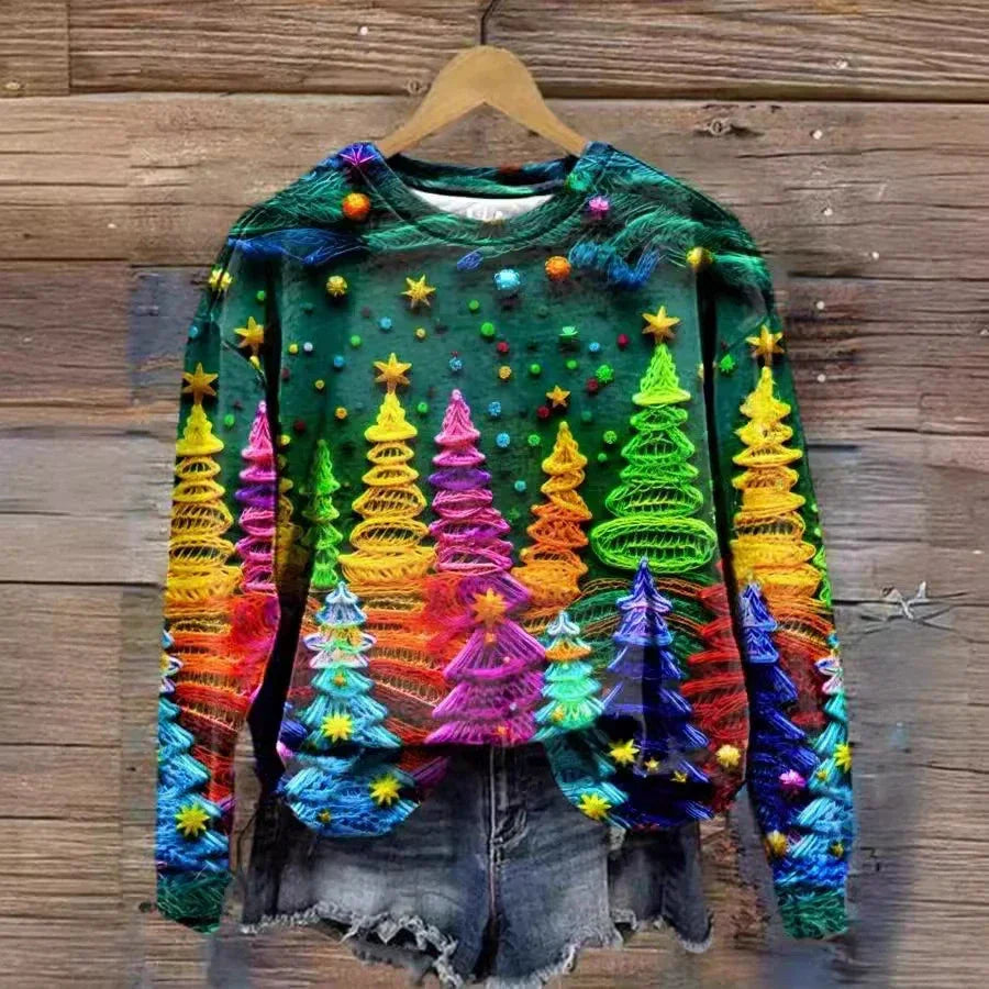 Women's Versatile Christmas 3D Digital Print Sweatshirt EX-STOCK Canada 